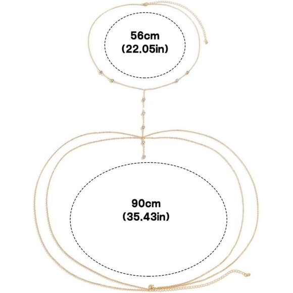 Women B2 Gold Body Chain Rhinestone Silver Bra Lingere Bikini Top Lingerie Chain - Picture 4 of 5